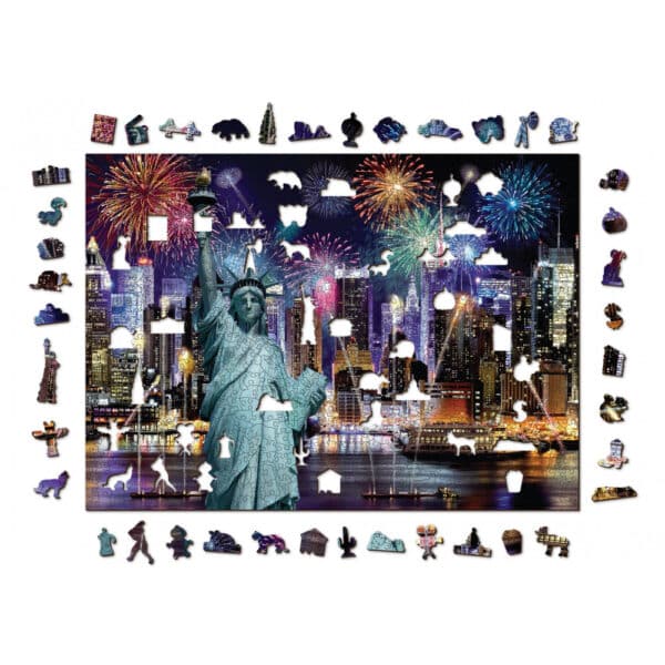 New York la noapte puzzle din lemn