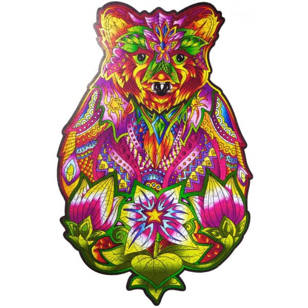 Puzzle din lemn cu urs viu