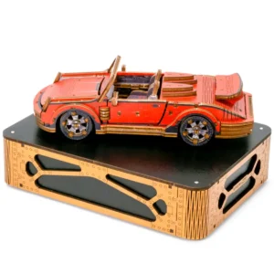 masina sport rosie 3D puzzle din lemn
