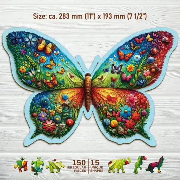 fluture colorat puzzle din lemn