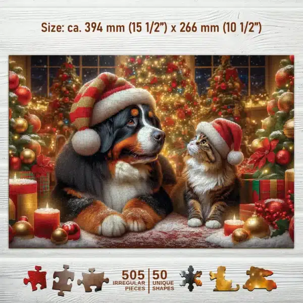 kutya és cica fa puzzle
