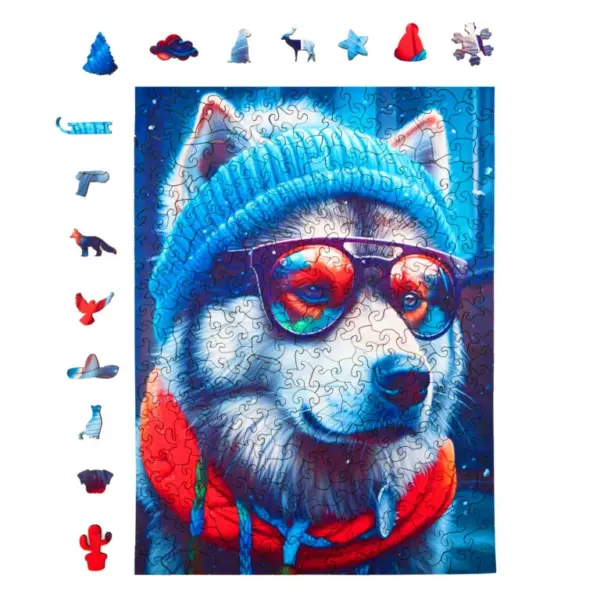 alex, malamutul din Alaska puzzle din lemn