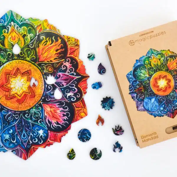 elemente mandala puzzle din lemn