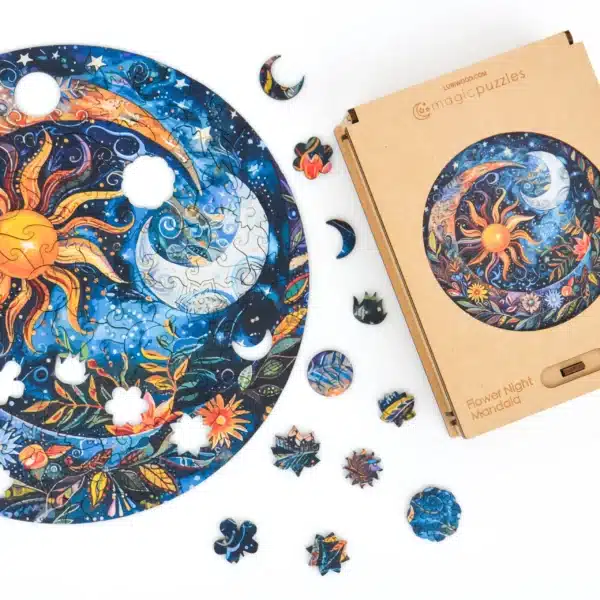 Floral noapte Mandala puzzle din lemn