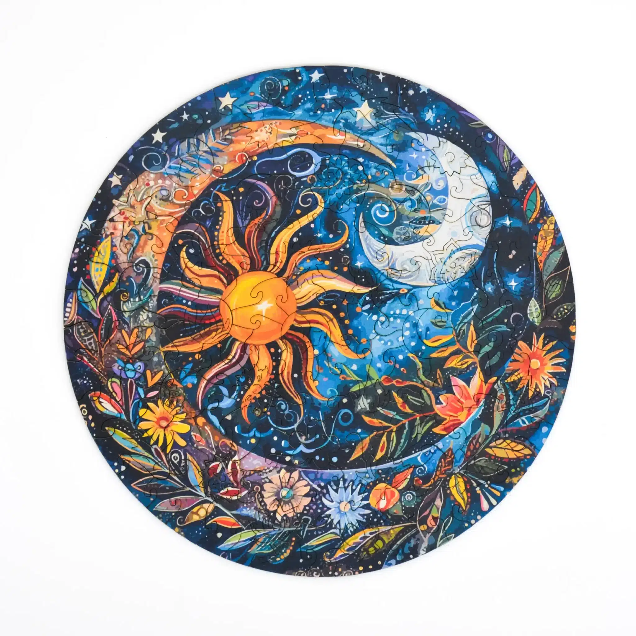 Floral noapte Mandala puzzle din lemn