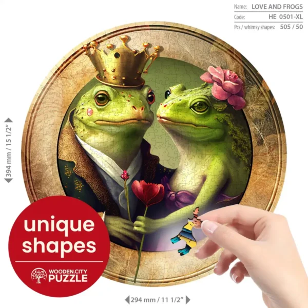 broasca cuplu dragoste puzzle din lemn