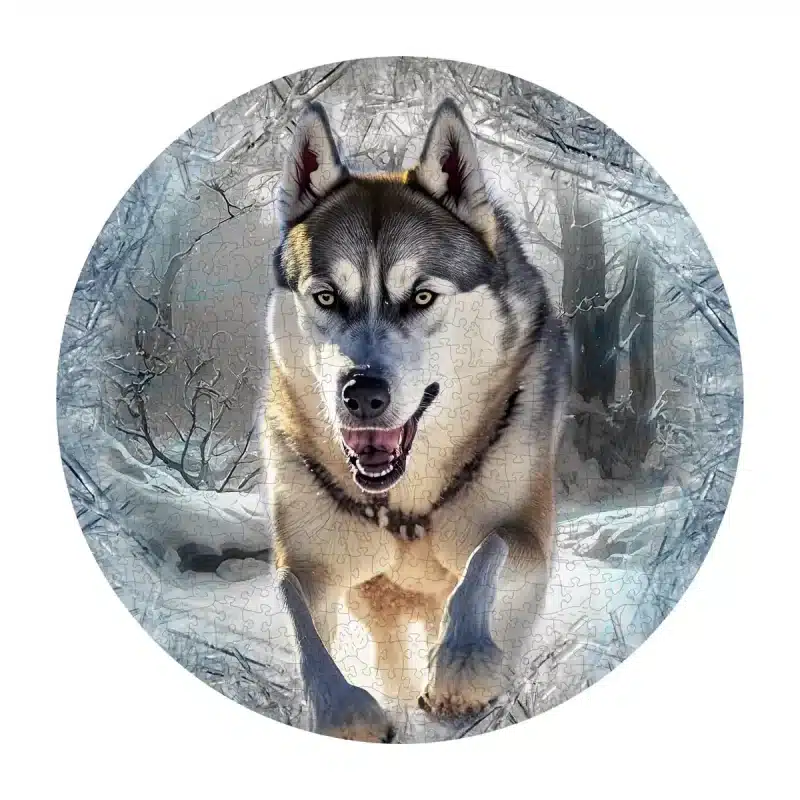 lup alergând puzzle din lemn