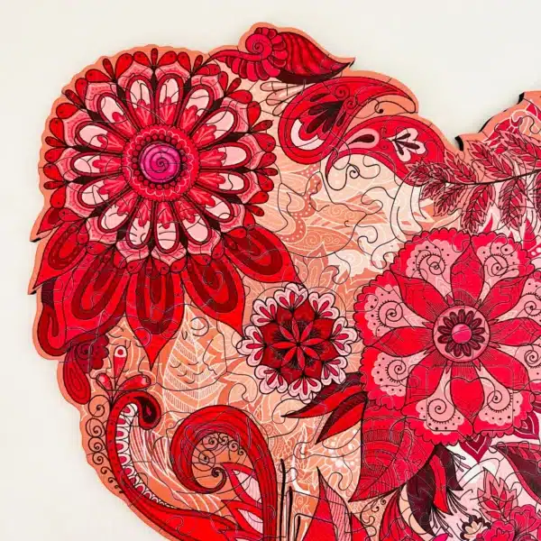 inimă mandala puzzle din lemn