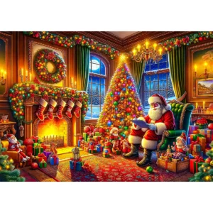 Craciun Ajunul Craciunului Mos Craciun Santa Claus charm puzzle din lemn