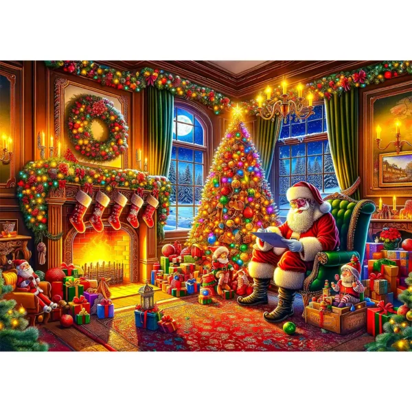 Craciun Ajunul Craciunului Mos Craciun Santa Claus charm puzzle din lemn