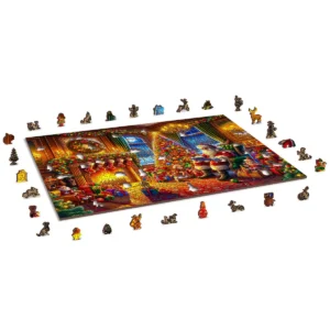 Craciun Ajunul Craciunului Mos Craciun Santa Claus charm puzzle din lemn