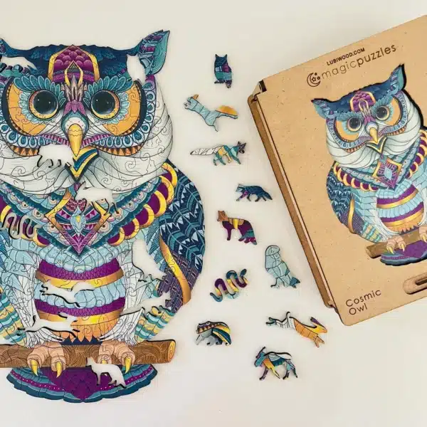 Cosmic Owl puzzle din lemn