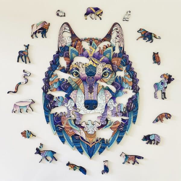 lup sălbatic puzzle din lemn