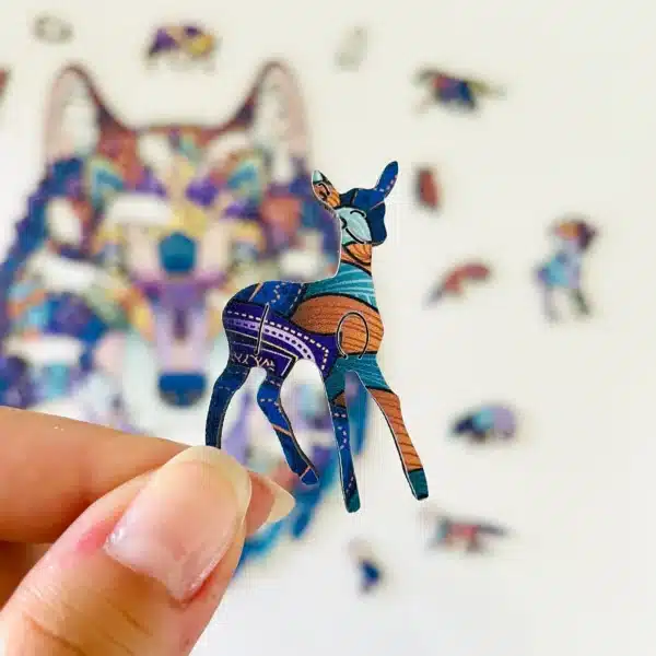 lup sălbatic puzzle din lemn