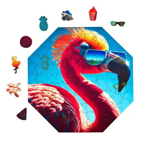 Flamingo cool puzzle din lemn