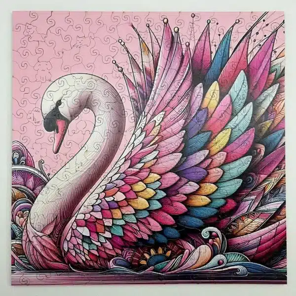 lebădă elegantă puzzle din lemn