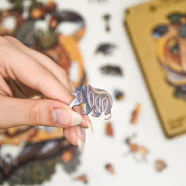 urs de pădure puzzle din lemn