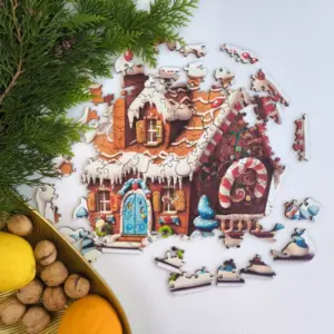 Gingerbread Cottage puzzle din lemn