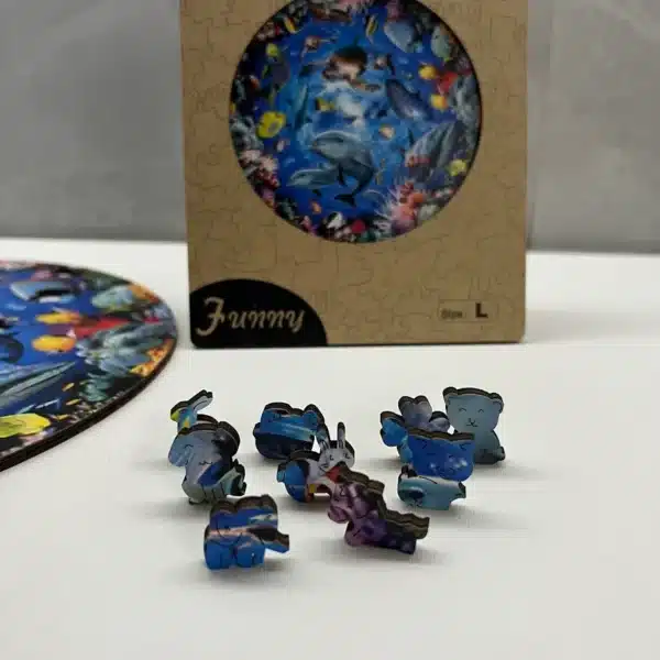 puzzle din lemn cu locuitorii oceanului