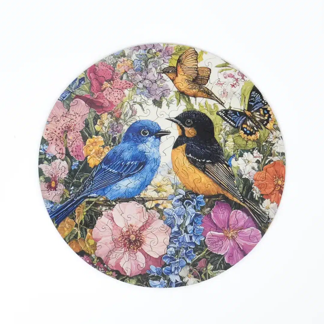 păsări de primăvară puzzle din lemn