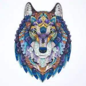 lup sălbatic puzzle din lemn