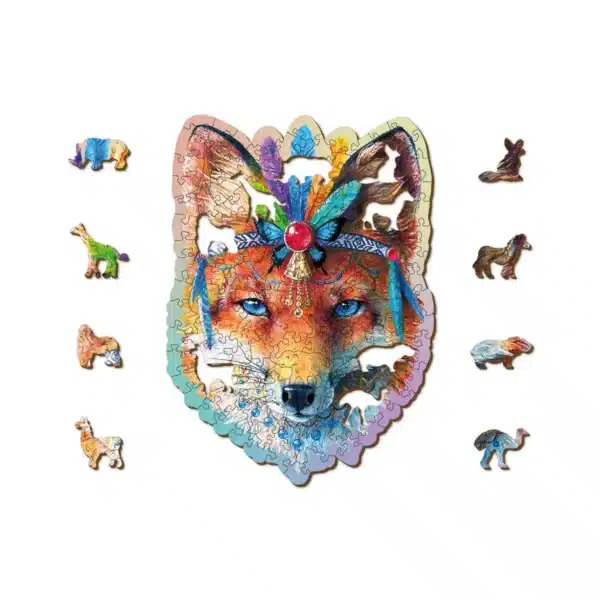 vulpe mistică puzzle din lemn