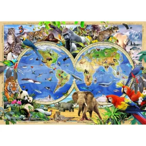 harta regatului animal puzzle din lemn