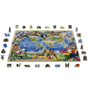 harta regatului animal puzzle din lemn