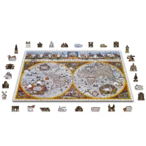 nova terrarum hartă veche puzzle din lemn