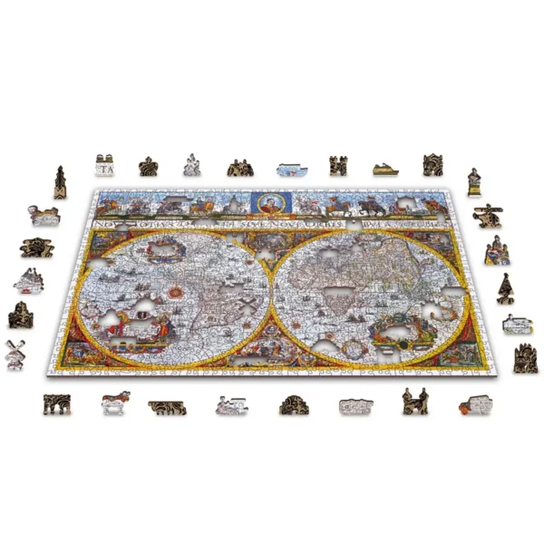 nova terrarum hartă veche puzzle din lemn