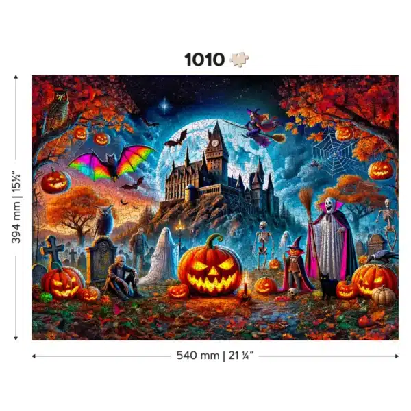 halloween castel noapte puzzle din lemn